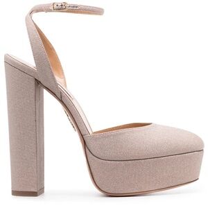 AQUAZZURA So High 140MM Plateau Metallic Pumps Size 39.5